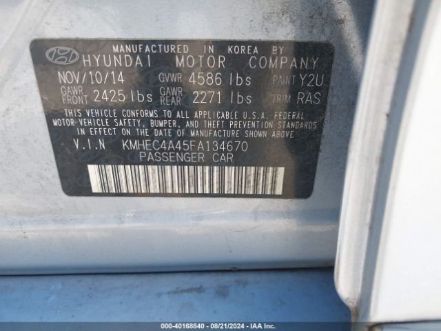 KMHEC4A45FA134670 Hyundai SONATA HYBRID