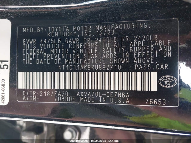 Toyota CAMRY LE 2024 4T1C11AK9RU882710 Image 9