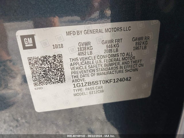 Chevrolet Malibu 1ls 2019 1G1ZB5ST0KF124042 Image 9