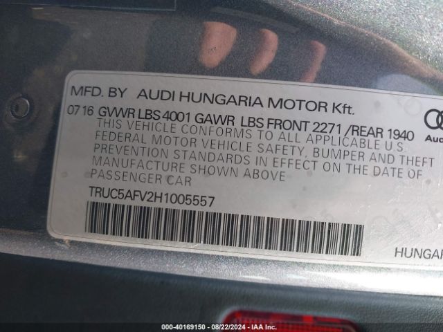 TRUC5AFV2H1005557 Audi Tt 2.0t
