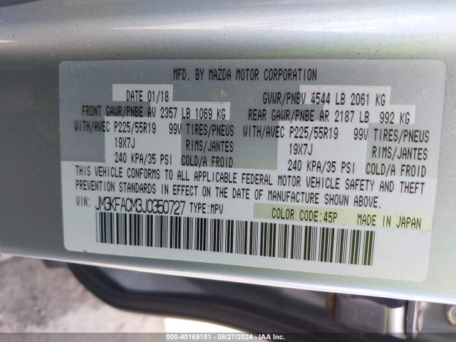 Mazda Cx-5 Touring 2018 JM3KFACM3J0350727 Image 9