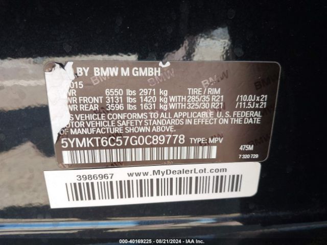 5YMKT6C57G0C89778 BMW X5 M