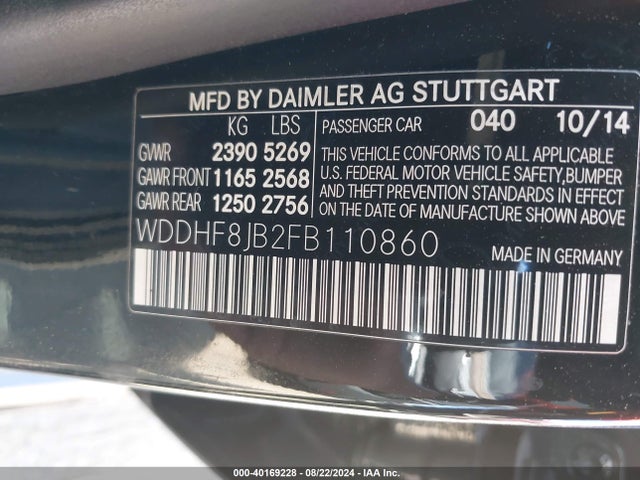 WDDHF8JB2FB110860 Mercedes-Benz E 350 4matic