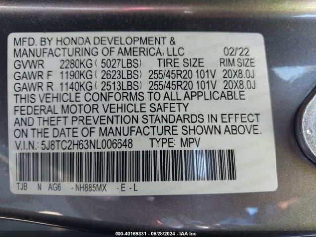 5J8TC2H63NL006648 Acura Rdx A-spec Package