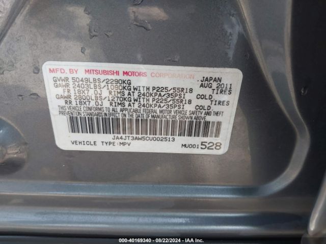 2012 MITSUBISHI OUTLANDER JA4JT3AW5CU002513 Photo 8