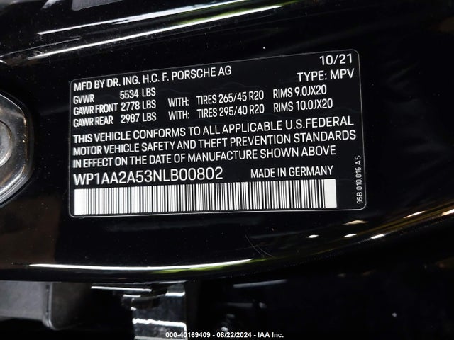 2022 PORSCHE MACAN WP1AA2A53NLB00802 Photo 8