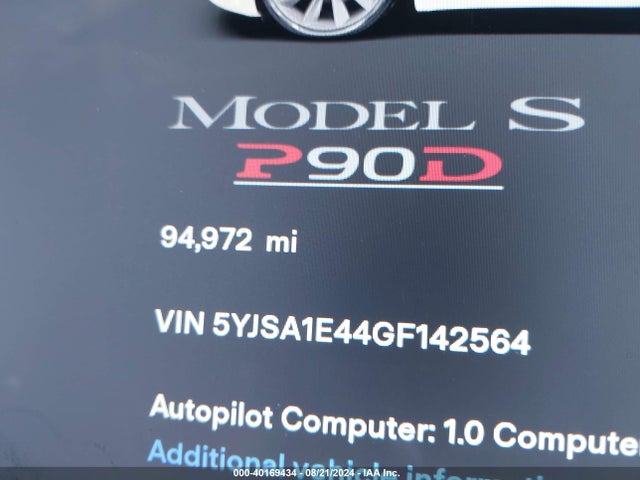 Tesla Model S 90d/p100d/p85d/p90d 2016 5YJSA1E44GF142564 Image 14