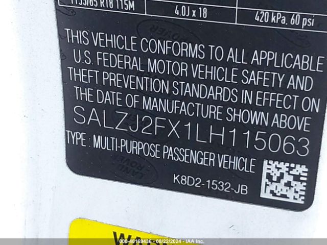 SALZJ2FX1LH115063 Land Rover Range Rover Evoque S