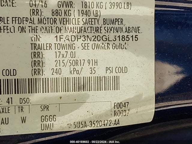 Ford Focus Titanium 2016 1FADP3N20GL318515 Image 9