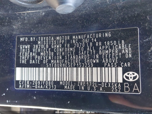 Toyota Corolla S Plus 2014 5YFBURHE5EP153259 Image 9