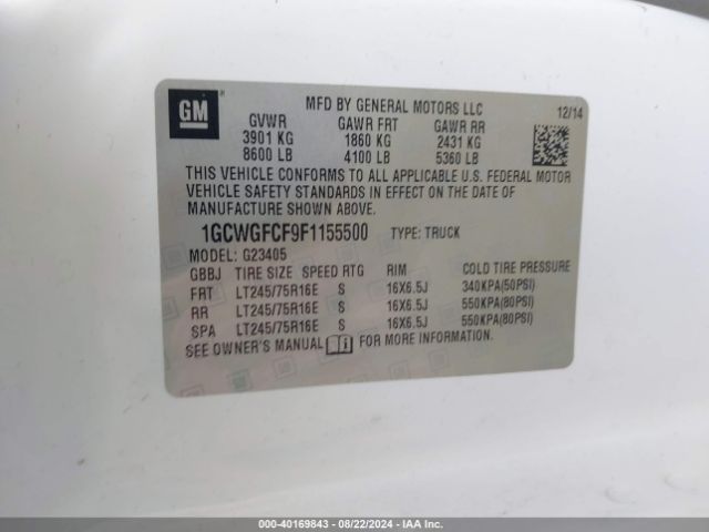 1GCWGFCF9F1155500 Chevrolet Express 2500 Work Van