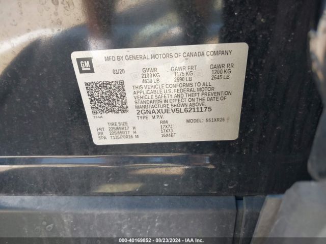 2020 CHEVROLET EQUINOX 2GNAXUEV5L6211175 Photo 8