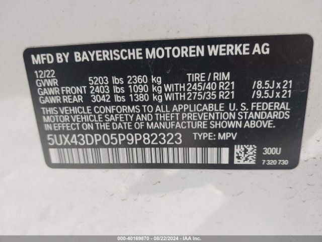 5UX43DP05P9P82323 BMW X3 Sdrive30i