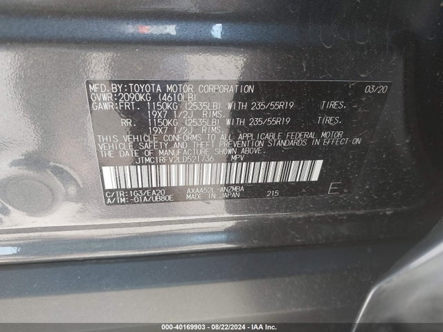 Toyota Rav4 Xle Premium 2020 JTMC1RFV2LD521736 Image 9