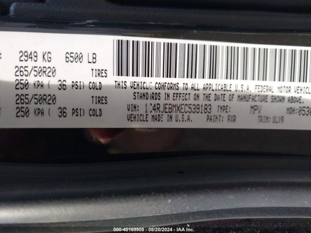 1C4RJEBMXEC539183 Jeep Grand Cherokee Limited