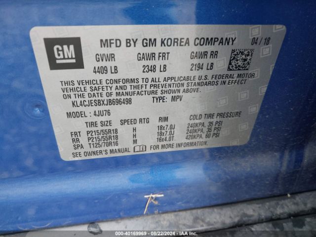 KL4CJESBXJB696498 Buick Encore Preferred