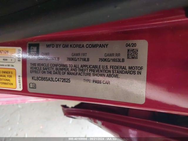 Chevrolet Spark Fwd Ls Automatic 2020 KL8CB6SA3LC472625 Image 9