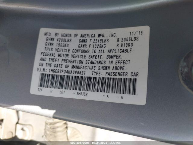 1HGCR2F34HA098621 Honda ACCORD LX