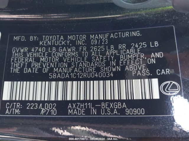58ADA1C12RU040034 Lexus ES 300H