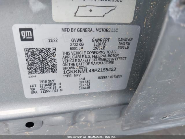 1GKKNML48PZ155423 GMC Acadia Fwd Slt