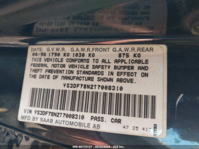 1996 SAAB 900 YS3DF78N2T7008310 Photo 8