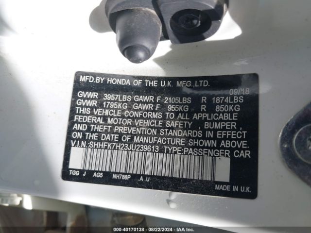 SHHFK7H23JU239613 Honda Civic Lx