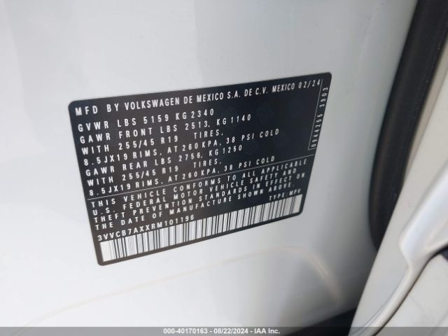 3VVCB7AXXRM101196 Volkswagen Tiguan 2.0t Se R-line Black