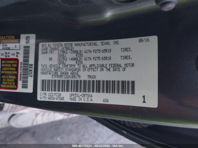 5TFRM5F12GX109179 Toyota Tundra Sr5 4.6l V8
