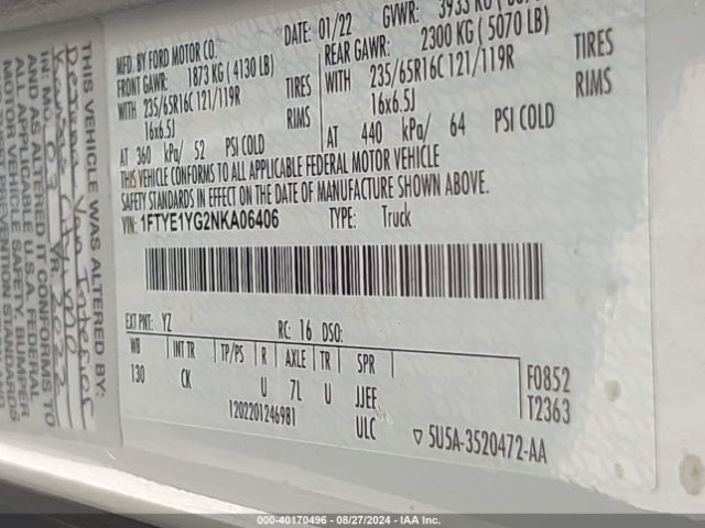 1FTYE1YG2NKA06406 Ford Transit-150