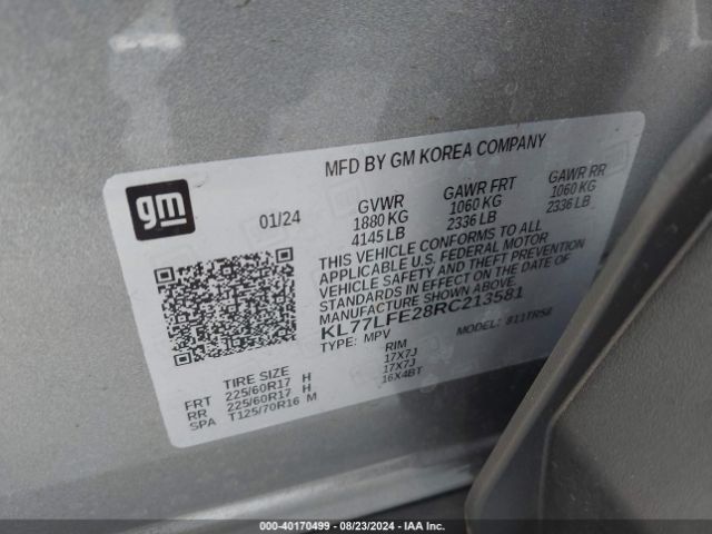 KL77LFE28RC213581 Chevrolet Trax Fwd Sp