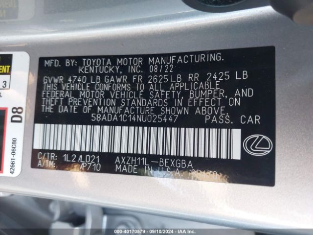 58ADA1C14NU025447 Lexus ES 300H