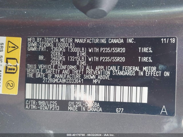 2T2BGMCA8KC033641 Lexus Rx 450h F Sport