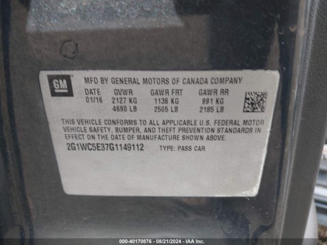 2G1WC5E37G1149112 Chevrolet Impala Limited Ltz