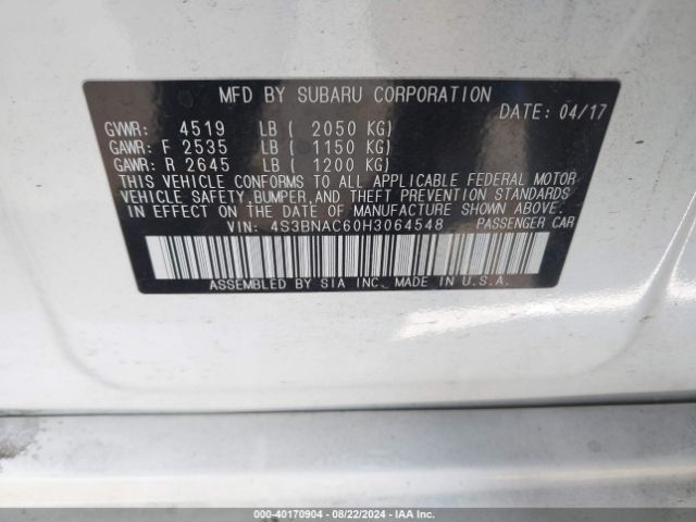 4S3BNAC60H3064548 Subaru Legacy 2.5i Premium