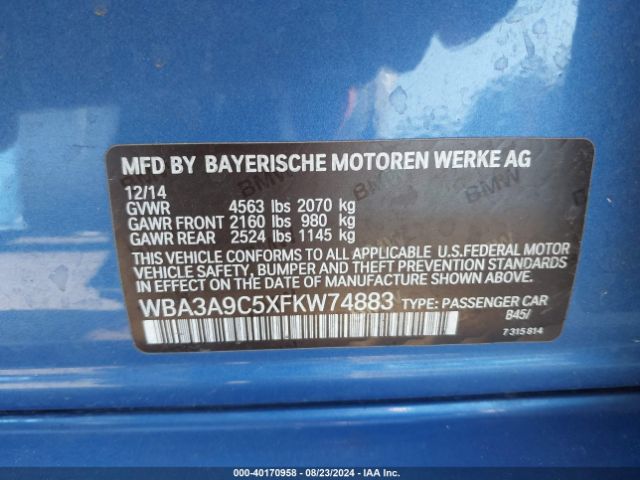 WBA3A9C5XFKW74883 BMW 335i