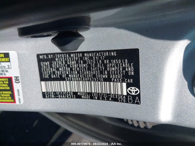 Toyota Corolla Se Special Edition 2017 5YFBURHE6HP629216 Image 9