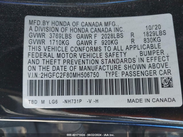 Honda Civic Sport 2021 2HGFC2F80MH506750 Image 9