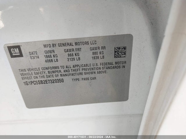 Chevrolet Cruze 1lt Auto 2014 1G1PC5SB2E7320350 Image 9