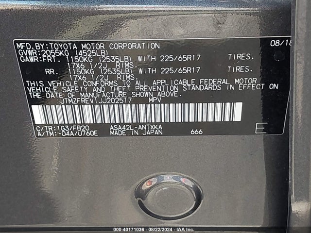 Toyota RAV4 LE 2018 JTMZFREV1JJ202517 Image 9