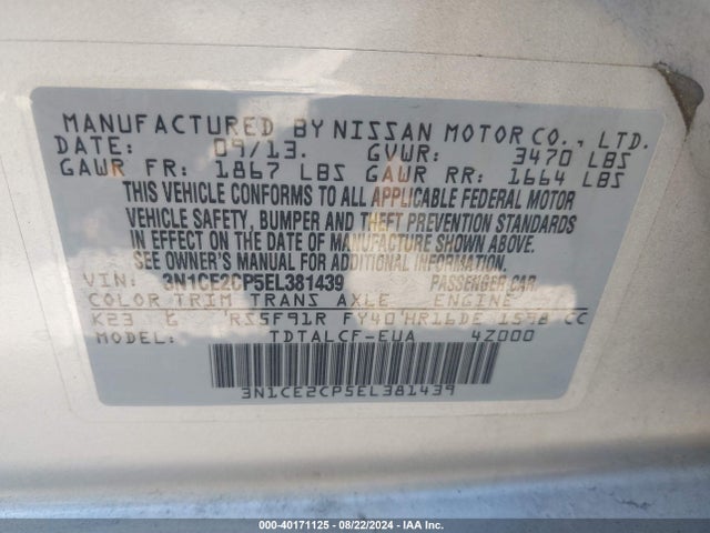 Nissan Versa Note S (sr) 2014 3N1CE2CP5EL381439 Image 9