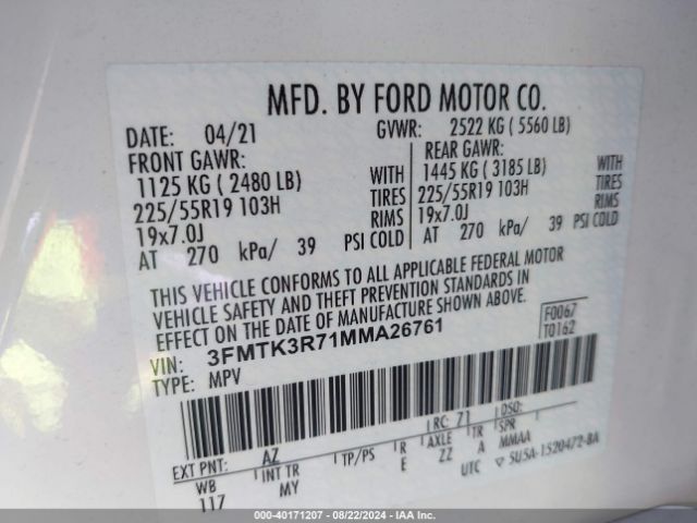 3FMTK3R71MMA26761 Ford Mustang Mach-e Premium
