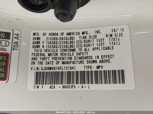 Honda Cr-v Ex-l 2015 5J6RM4H74FL131941 Image 9