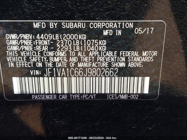 JF1VA1C66J9802662 Subaru Wrx Premium