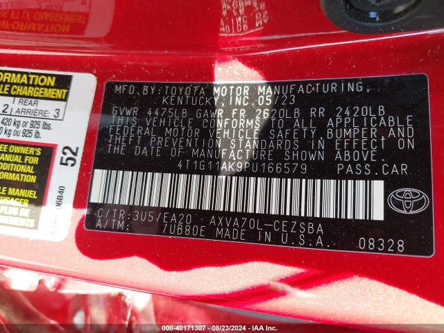 Toyota CAMRY SE 2023 4T1G11AK9PU166579 Image 9