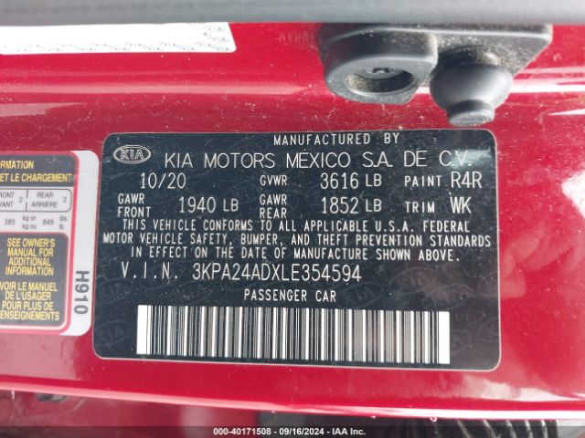 3KPA24ADXLE354594 KIA RIO S