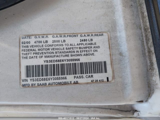 2000 SAAB 9-5 YS3ED58E6Y3055966 Photo 8