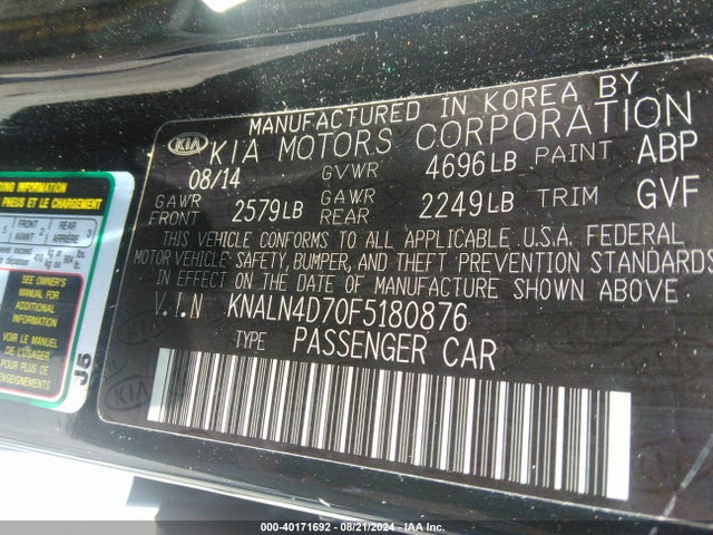 KIA Cadenza Premium 2015 KNALN4D70F5180876 Image 9
