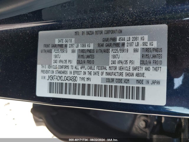 Mazda Cx-5 Touring 2018 JM3KFACM0J0404890 Image 9