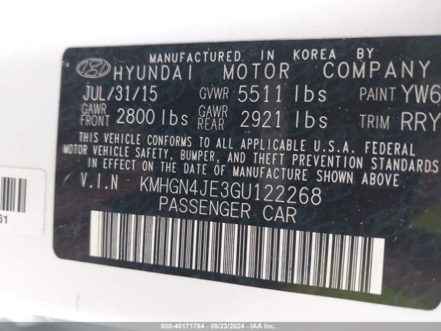 KMHGN4JE3GU122268 Hyundai Genesis 3.8