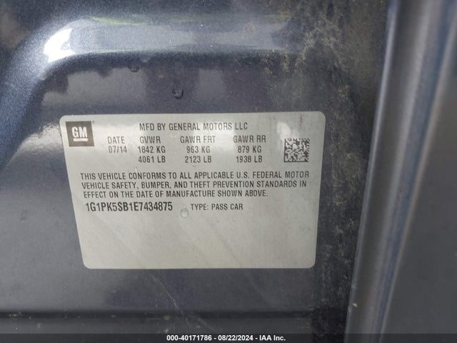 1G1PK5SB1E7434875 Chevrolet CRUZE LT